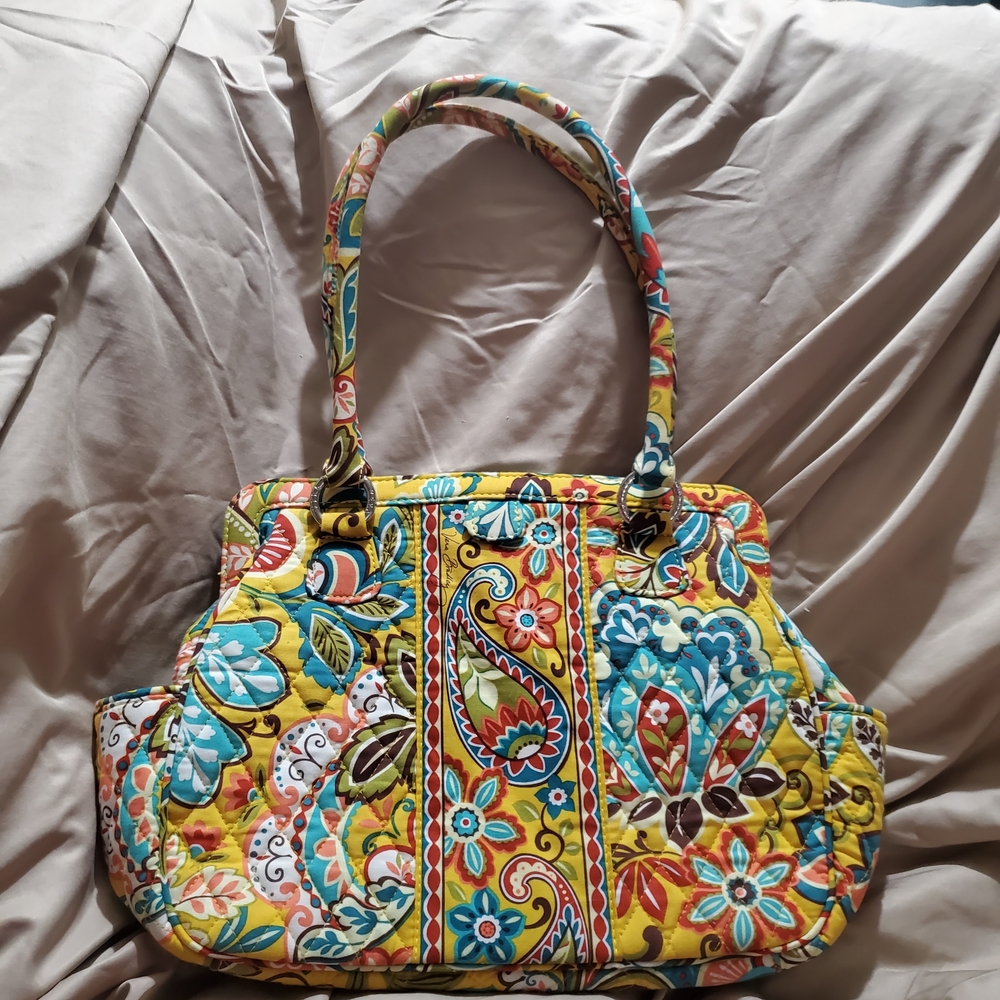 Vera Bradley Yellow Floral Quilted Shoulder Bag - Picture 2 of 14